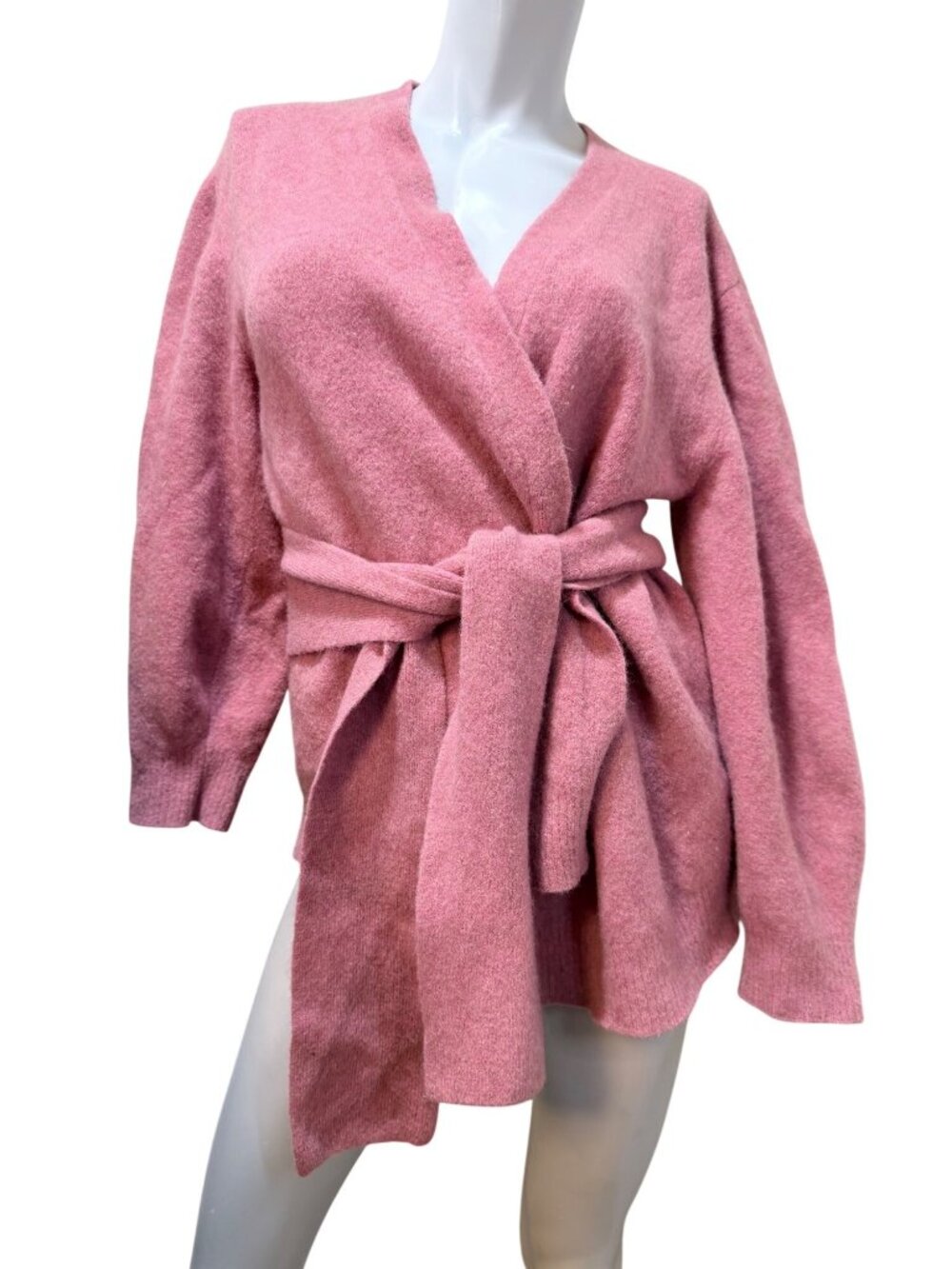 Balletcore Veronica Beard Estella Pink Belted Cardigan Yak Wool Blend S